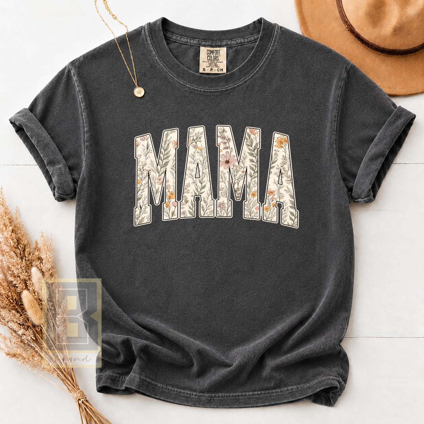 Wildflower Mama Shirt, Floral Comfort Colors® Tee, Oversized Mom T-Shirt