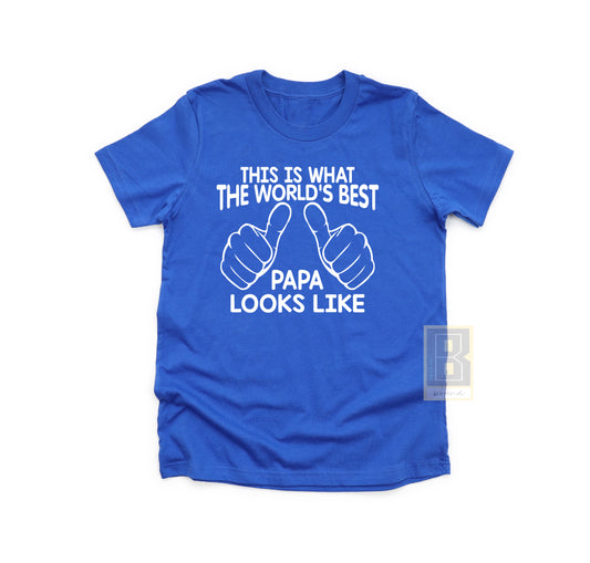 Papa Gift - Worlds Best Papa Shirt Blue