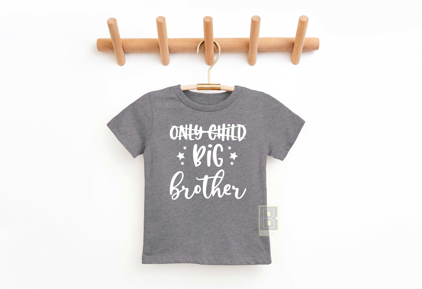 Only Child to Big Brother T-Shirt Grey